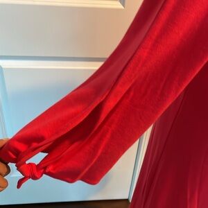 Crown & Ivy Women’s Shirt Dress Size L Red Accented Cutouts Minimalist Classic